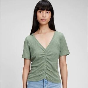 GAP Ruched Ribbed Green T Shirt Top Blouse Size Medium NWOT *READ DESCRIPTION*
